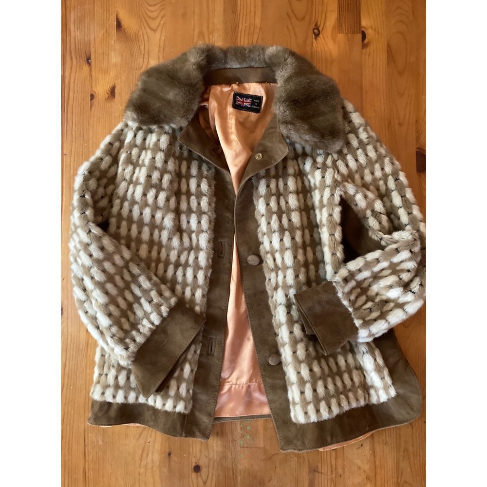 Vtg faux fur & suede coat